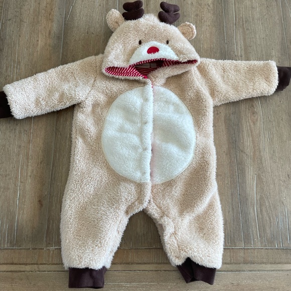 🫶🏻 JoJo Maman Bébé Cute Cozy Reindeer Onesie in Good Condition 🫶🏻 - Picture 2 of 9